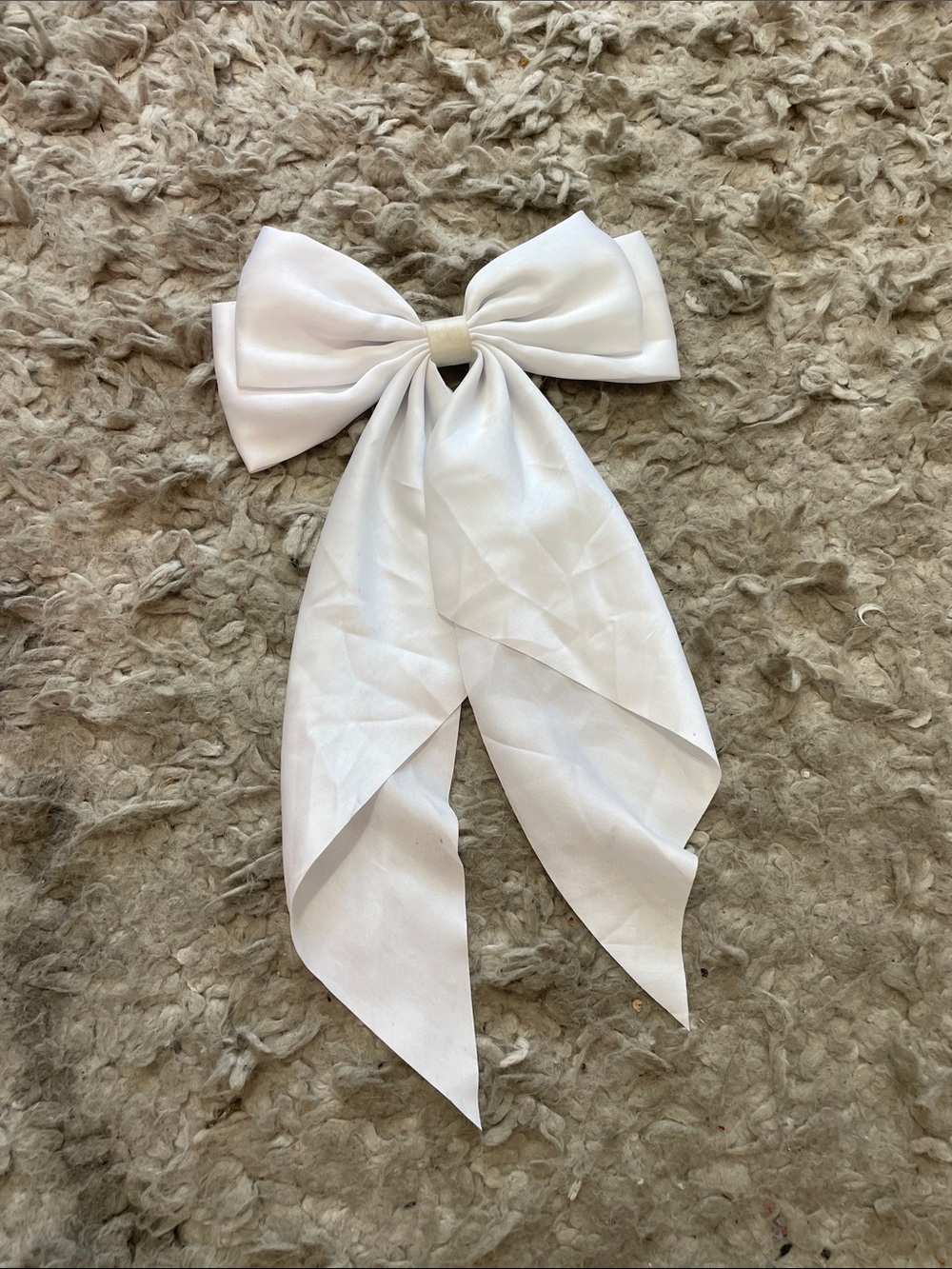 Amazon White Ribbon Bow Hair Clip with Long Tails